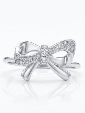 Womens Knot Bow Ribbon Ring in 925 Sterling Silver